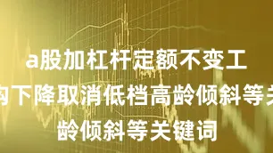 a股加杠杆定额不变工龄挂钩下降取消低档高龄倾斜等关键词