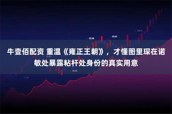 牛壹佰配资 重温《雍正王朝》，才懂图里琛在诺敏处暴露粘杆处身份的真实用意