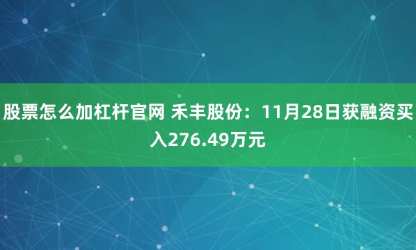 股票怎么加杠杆官网 禾丰股份：11月28日获融资买入276.49万元